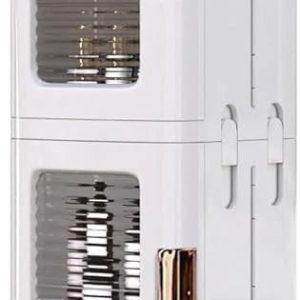 4-Tier Tall Narrow Plastic Storage Cabinet, Slim Vertical Organizer for Bathroom, Bedroom and Home Storage