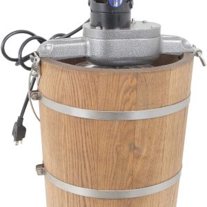 6-Quart Wooden Tub Ice Cream Maker with Electric Motor, Classic Country Style