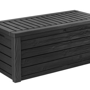 150 Gallon Resin Outdoor Storage Box, Large Deck Container for Patio, Garden and Yard, Dark Gray