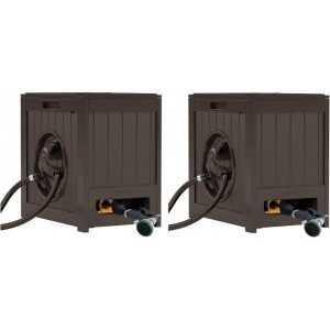 125-Foot Auto-Rewind Water-Powered Garden Hose Reel, Java, 2-Pack