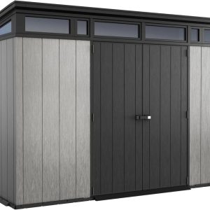 11 x 7-Ft. Resin Outdoor Storage Shed for Patio Furniture, Garden Tools, Bikes and Lawn Mowers